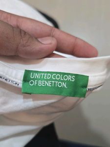White Printed T-Shirt benetton