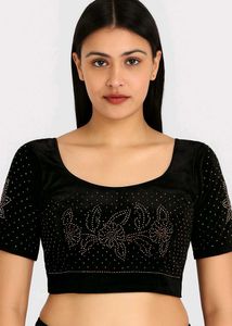 Black Velvet Embellished Blouse