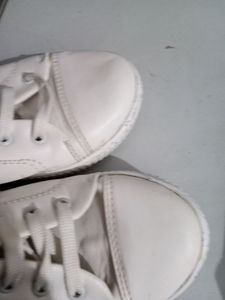 White Sneakers with Gold Star Detail