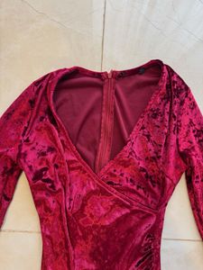 Maroon Velvet Party Dress