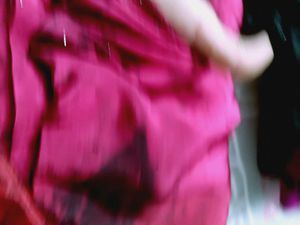 red pink. shaded chinnon crepe saree