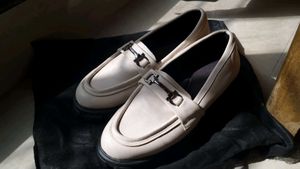 Elegant Beige Loafers with Metal Detail