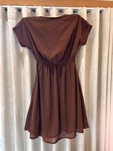 Brown Chiffon Mini Dress