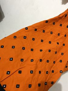 Dhoti Patilya Dress( Orange And Black)
