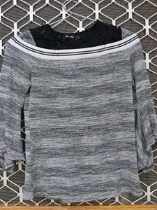 Gray Off-Shoulder Top