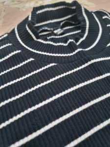 Striped Mock Neck Top