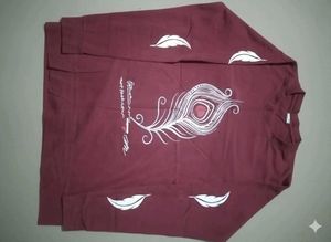 Maroon Feather Graphic Long Sleeve Tee