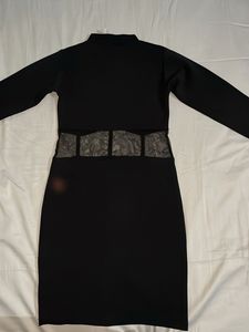 Black Sheath Dress with Mesh Detail