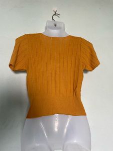 Mustard Button-Up Knit Top