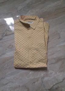 Patterned Mustart Yellow Men Shirt
