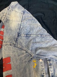 Blue printed Denim Jacket Oversized