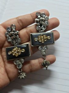 Oxidized Silver Tone Drop Earrings