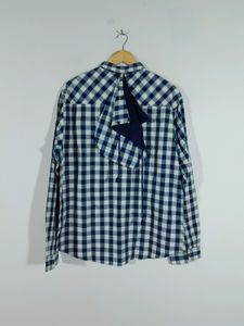 Blue Checks Hoodie Shirt for Men&#39;s
