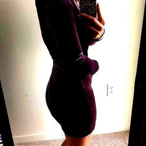 H&amp;M Front Zipper Velvet Bodycon