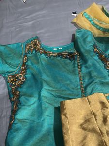 Cream Color Skirt and Blue Kurta