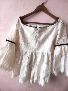 Lace Off-Shoulder White Top