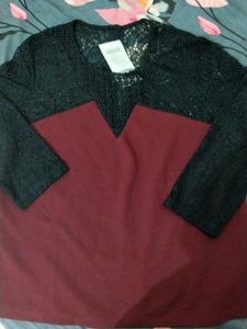 Burgundy & Black Lace Top