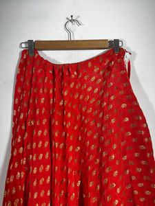 Cotton Blend Orange Ethnic Skirt(women)