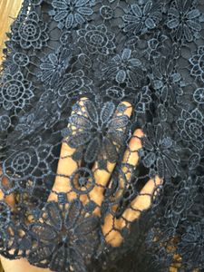 Elegant backless Navy Lace Midi Dress