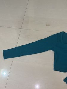 Teal Square Neck Long Sleeve