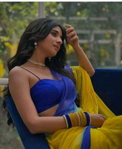 Elegant Blue &amp; Yellow Saree