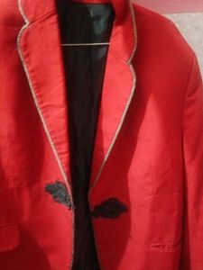 Red Blazer with Black Embellishments