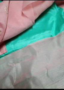 pink &amp; green embroidery dress material
