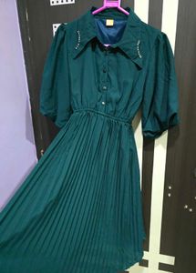 Women Fit And Flate Dark Green Dress