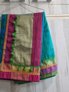 Colorful Saree with Pom Poms