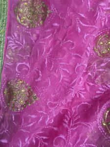 Elegant Pink Embroidered Saree