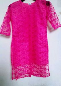 Hot Pink Lace Tunic with Sequins