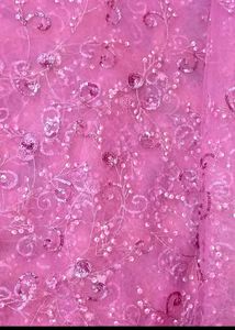 Rose Pink Net Saare With Sequins Jal Work❤