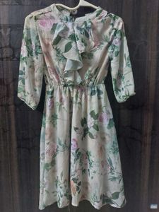Grey And Green Floral Dress
