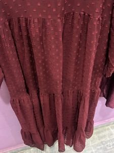 Burgundy Tiered Midi Dress