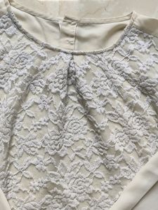 Off White Full Sleeves Top For Women
