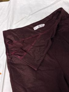 Maroon High-Waisted Pants