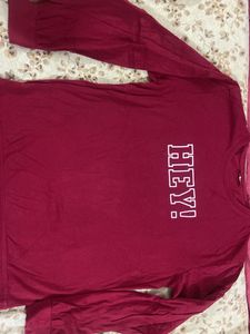 Burgundy "HEY!" Long Sleeve Tee