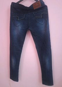 Navy blue denim with light white patch