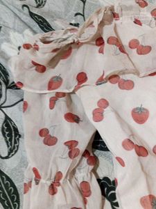 Cherry Print Ruffle Blouse