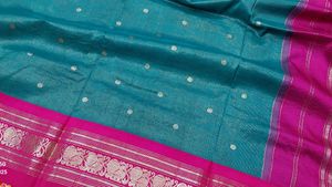 Teal &amp; Pink Silk Saree
