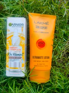 Garnier Vitamin C Serum With Lakme Sunscreen