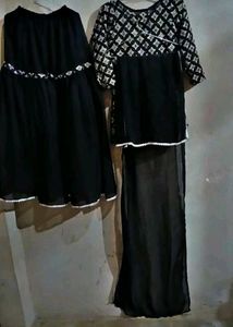 ✨Black Embroidered Kurti with Garara and Dupatta