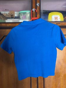 Stylish Blue Polo T-Shirt Top