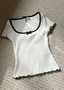 H&amp;M Baby Pink Overlock Ribbed Top