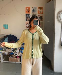 Cute Green Trim Cardigan