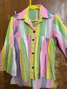 Colorful Striped Bell Sleeve Top