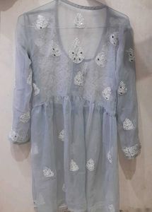 Jorjet Short Gown Chikan Embroided with Glass work
