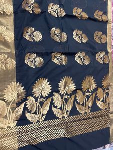 Black With Gold Zari Work Beautiful Saree