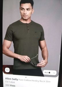 Allen Solly Olive Henley T-Shirt