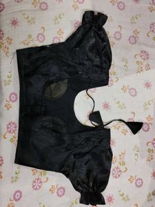 Black Blouse with Puff Sleeves